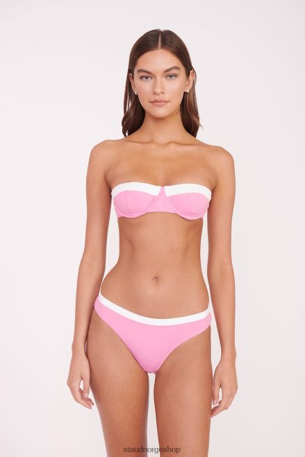 kvinner jo balconette bikini topp korallrosa hvit 6048FN646 STAUD klær