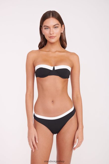 kvinner jo balconette bikini topp svart hvit 6048FN645 STAUD klær