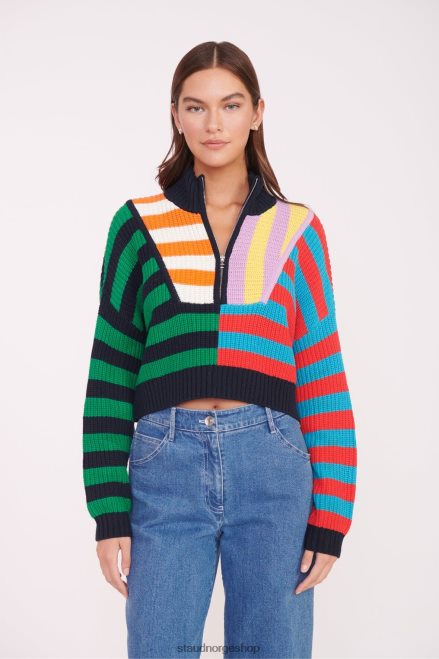 kvinner cropped hampton genser cabana stripe multi 6048FN575 STAUD klær