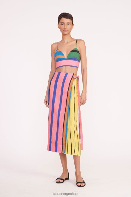 kvinner kaitlyn skjørt formentera stripe 6048FN467 STAUD klær