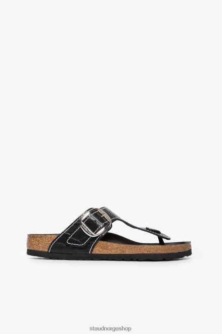 kvinner gizeh sandal svart krokodille preget 6048FN930 BIRKENSTOCK + STAUD sko